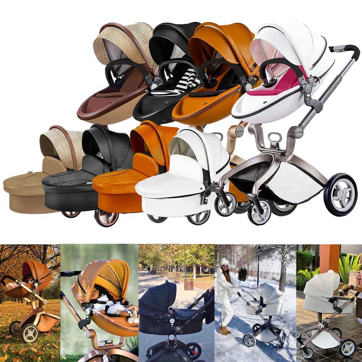 Baby stroller high landscape convertible baby stroller with adjustable ceiling and rear storage basket foot cover W250411