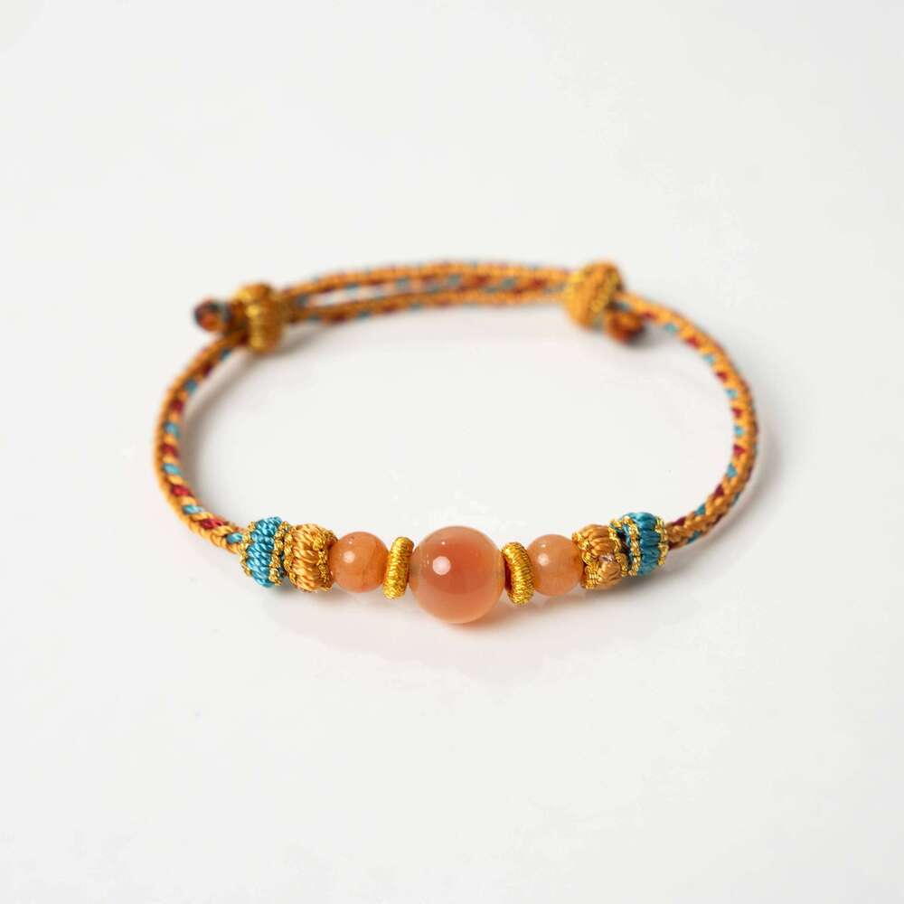 Dunhuang Orange Chalcedony Bracelet - Sugar Heart Agate Hand String from Dunhuang Jade Research Institute
