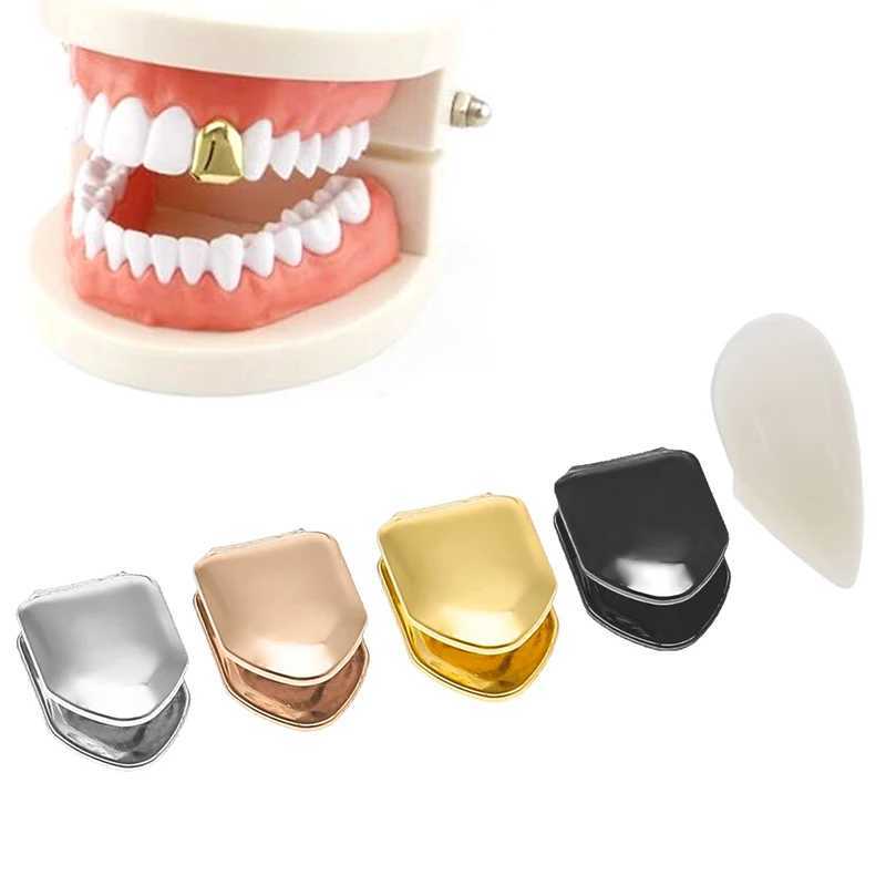 Single Hip Hop Teeth Grilz Fashion Rhinestone Gold Silver Removable Grill Dental Mouth Punk Tooth Hat Party Jewelry W250412