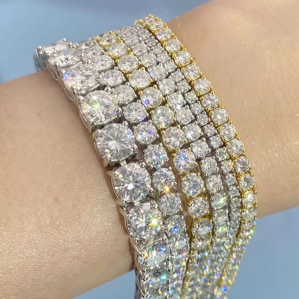 Gra Vvs Cluster Wholesale Moissanite Tennis Chain Sparkle 2mm 4mm 5mm Vvs Diamond Tennis Bracelet 3mm S925 Silver Necklace