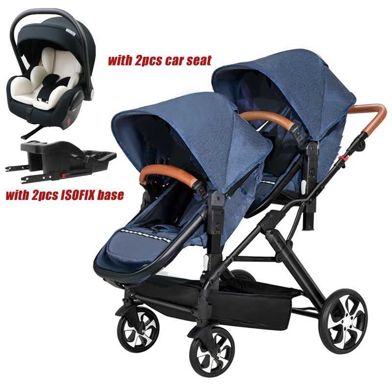 Three in one double door baby stroller with ISOFIX base multifunctional folding baby stroller W250411