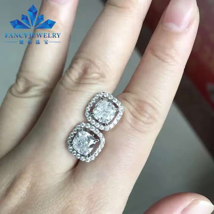 Hot Selling Classic Earrings 18k White Gold 7x7mm Cushion Ice Crushed Moissanite Stud Earrings Jewelry Women