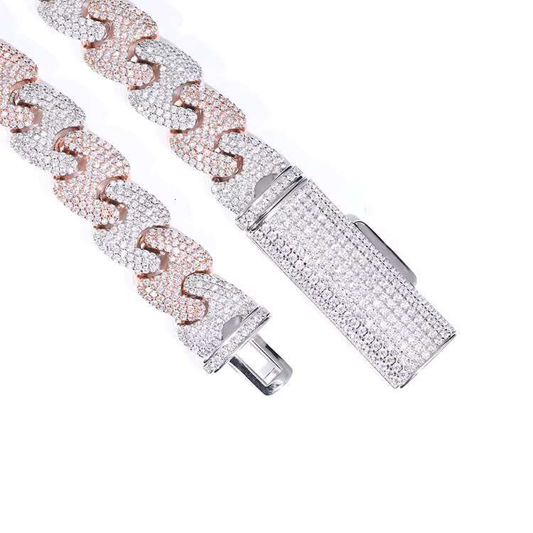 Customization Unique 11/15mm S925 Plated Solid Gold Bracelet necklace Moissanite Cuban Link Chain with Free of the Back