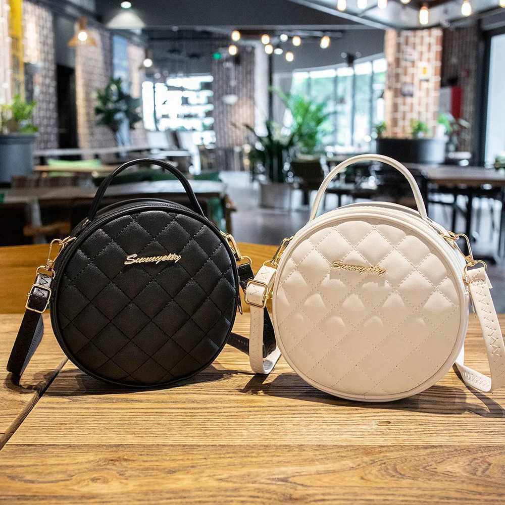 New Summer Round Shoulder Bag 2025 - Diamond Grid Thread Embroidery Sweet Girl Small Crossbody Fashion BagT2511112
