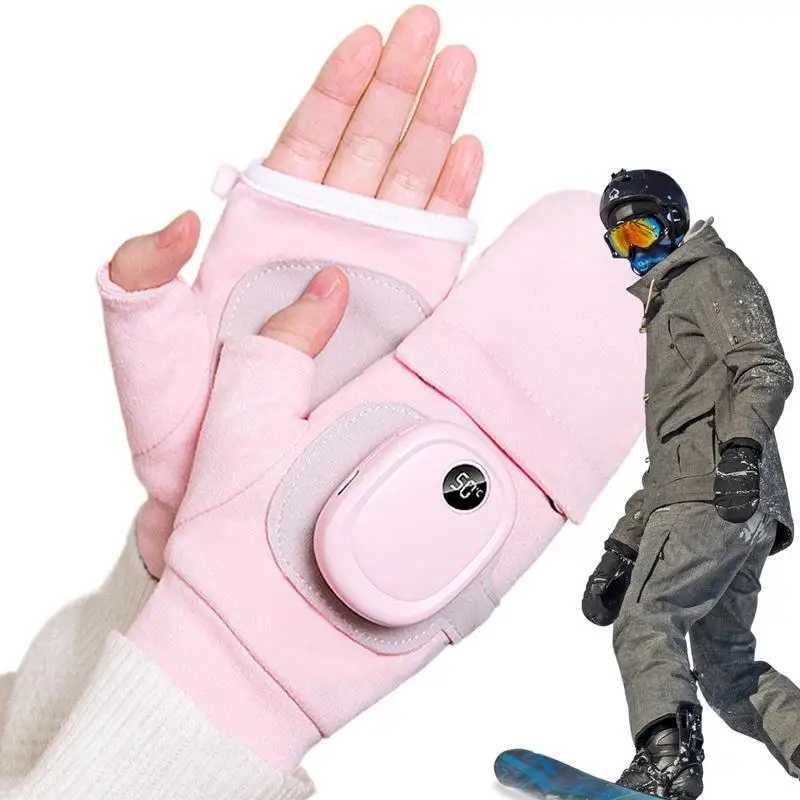 Heated Gloves For Men Women USB Fingerless Winter Heated Gloves USB Hand Warmer Gloves For Typing Cycling Skiing With 3C250412