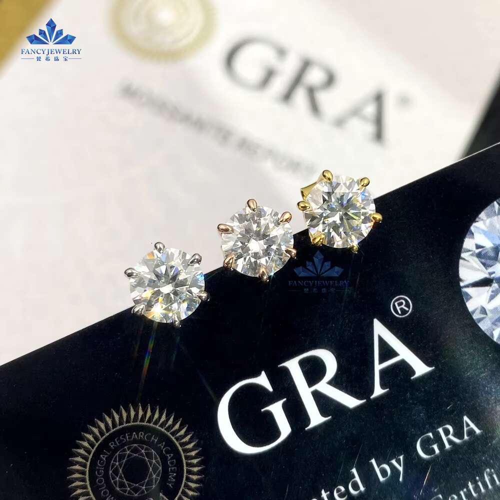 2025 Cheap Classic Design 925 Sterling Silver 6.5mm 1CT GRA Certificated Diamond Moissanite Stud Earrings for Women Men