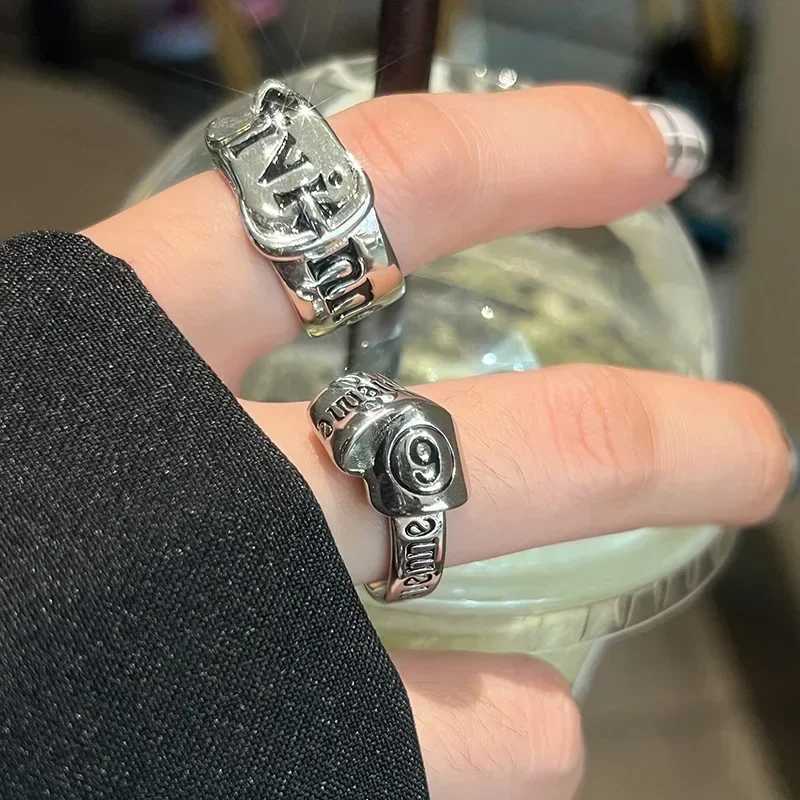 Personalized girl open ring Korean version retro trend English letter version Y2k Accor party jewelry gift 1/2 pieceXJ250412