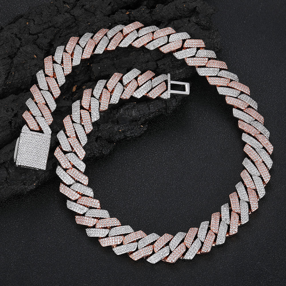 VVS By Diamante Tester Certified Men's Bracelet & Necklace - 20mm Cuban Style Chains Embellished with Moissanne Stones