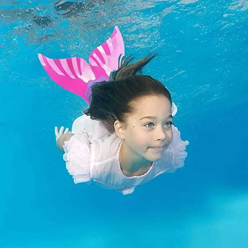 Childrens swimming fins childrens mermaid flip diving feet single fin whale tail silicone flip swimming equipment accessoriesY250412