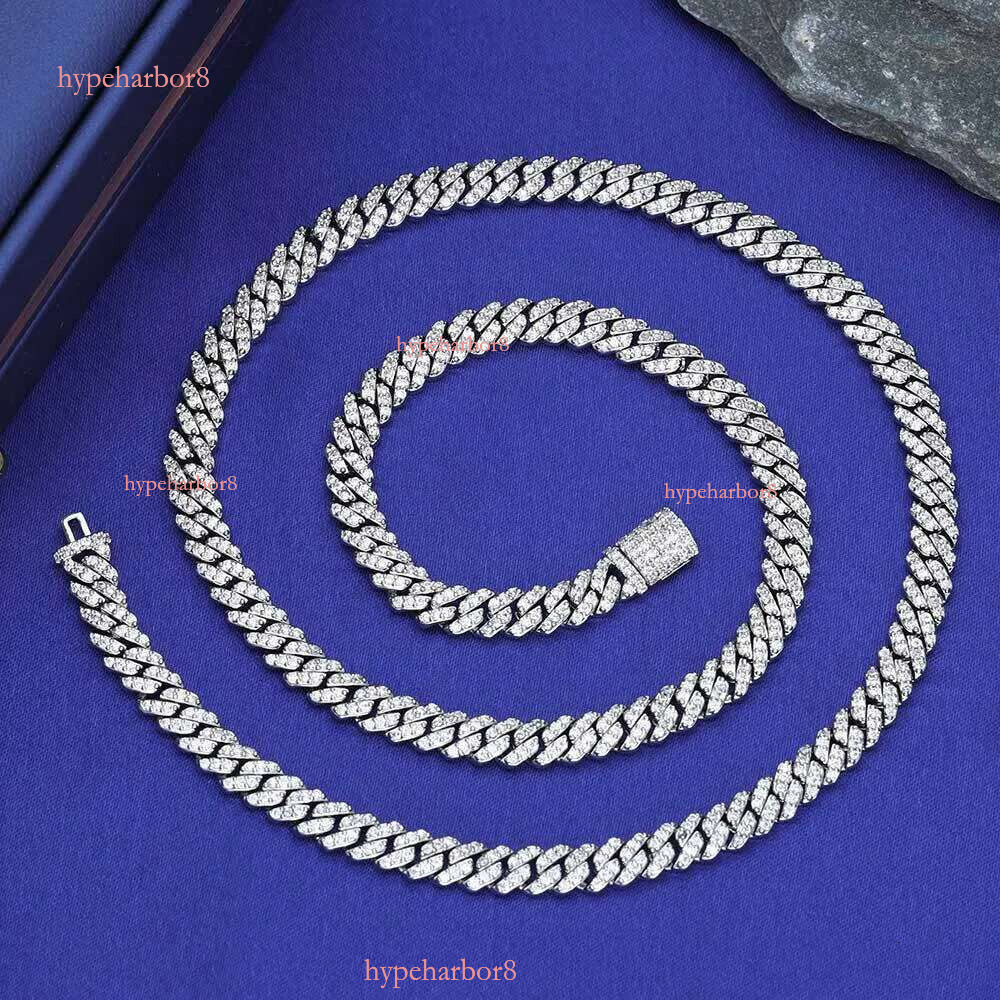 NUOYA Hight Quality 6MM VVS Moissanite k Hip Hop Jewelry Women White Gold Sier Cuban Chain Necklace For Gift