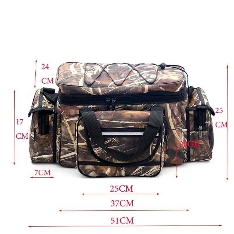 New 50*30*25cm Waterproof Fishing Bag Nylon Large Capacity Multi-Purpose Fishing Tackle Bag Two-Layer Outdoor Shoulder Bags Z250411