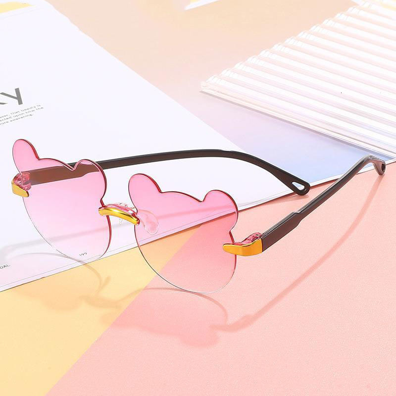 New frameless teddy bear for children, sunscreen, cute cartoon photography, baby glasses, UV resistant sunglasses