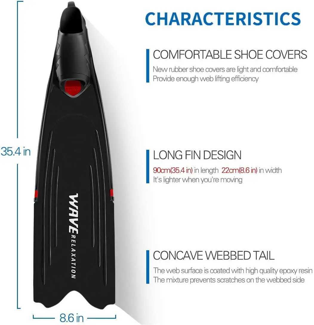 New professional spear fish free diving fin flip PP TPR scuba anti slip water sports snorkeling long finY250412