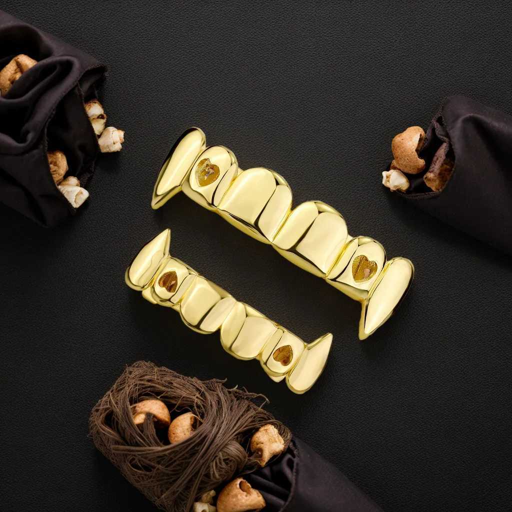 TOPGRILLZ Gold Plated HIP HOP Teeth Grill Set with 6 Top and 6 Bottom Grills Comes with Truly Shining Silicone Vampire Teeth Set W250412