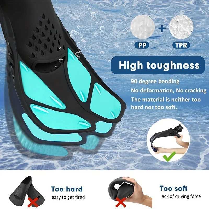 Inflatable fins adjustable adult buckle swimming flip cover short silicone diving shoes open high heels beach shoes professionalY250412