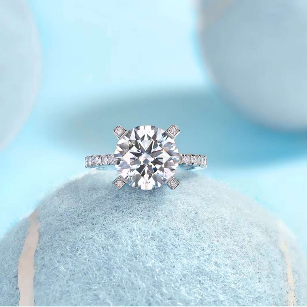 De 5CT Moissanite Wedding Ring D Color Full Moissanite Bands 5ct 925 Silver VVS1 Moissanite Women Ring with Certificate