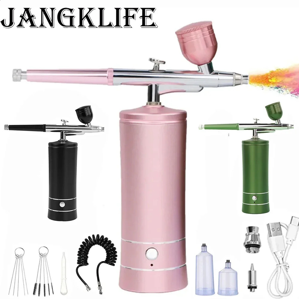 Portable Rechargeable Wireless Airbrush With Compressor Auto Action Spray Gun for Face Beauty Nail Art Tattoo Craft Cake Paint 250409