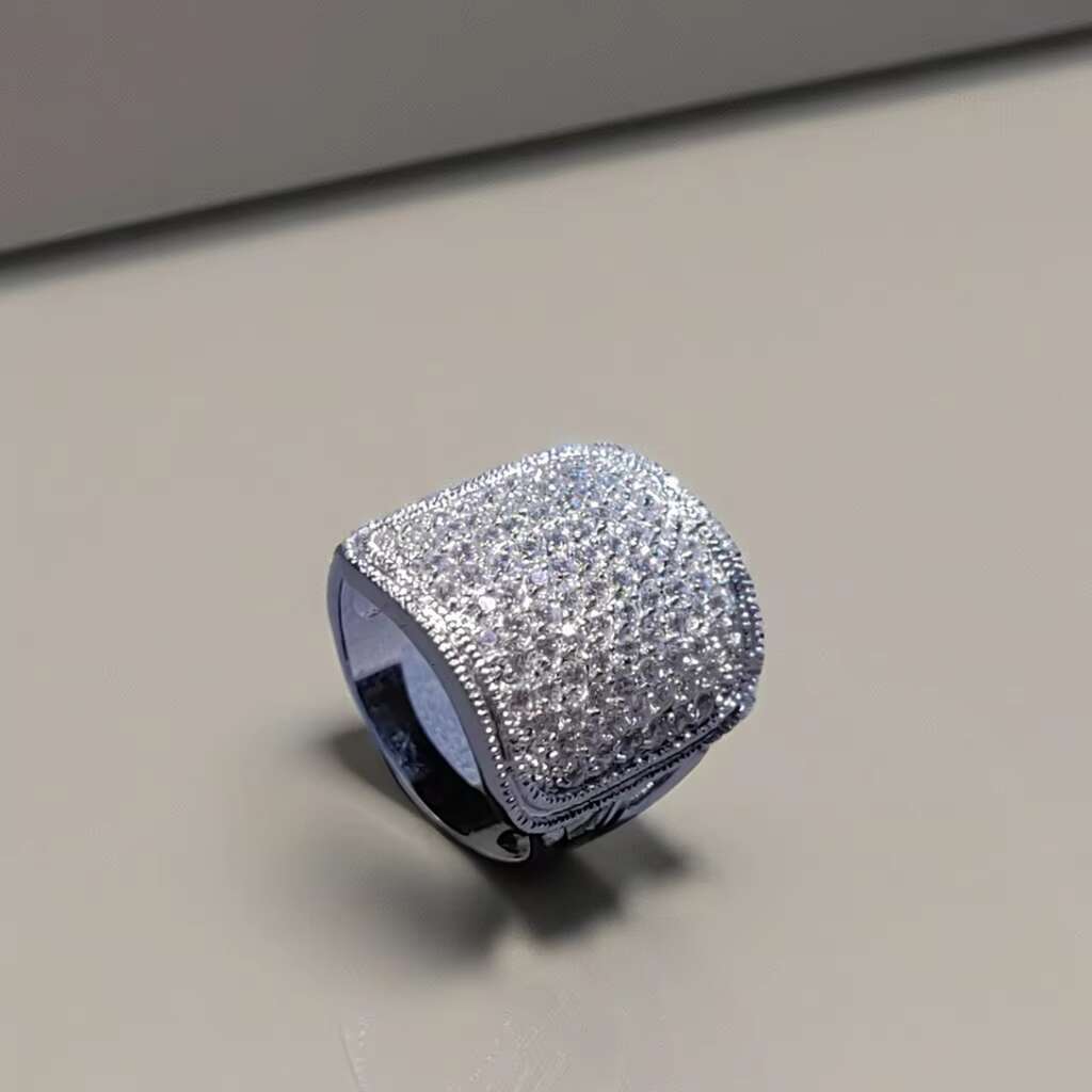 Large Square Design Iced Out Hip Hop Jewelry 925 Silver Moissanite Ring Unique Eternity Rings for Men Gold Ring Designs for Men