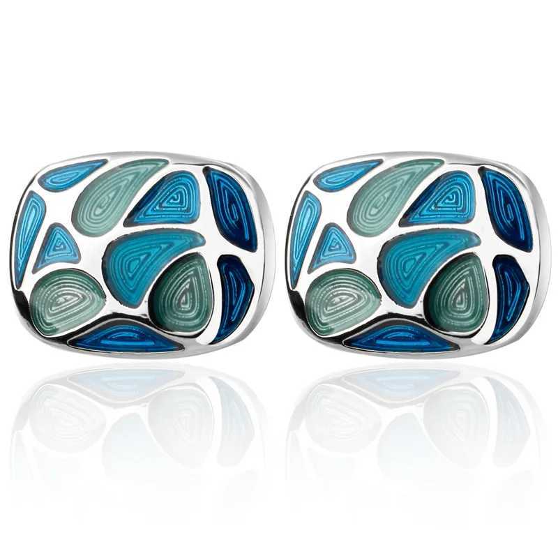 Vintage Pattern Blue Cufflinks Mens Jewelry Shirt Cufflinks Brand Cufflinks Silver Cufflinks High Quality WeddingT250412