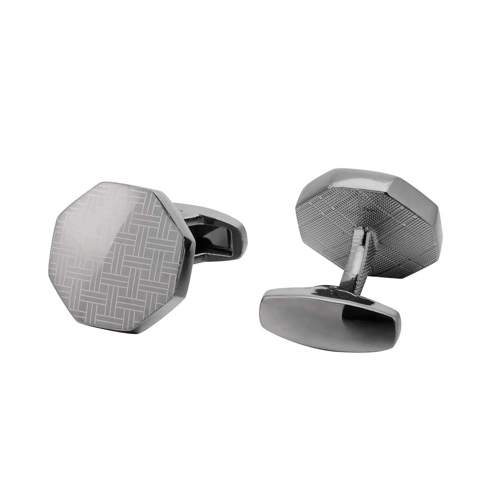 High quality geometric gun black laser cufflinks suitable for mens weddings groom cufflinks mens buttons gift jewelry accessoriesT250412