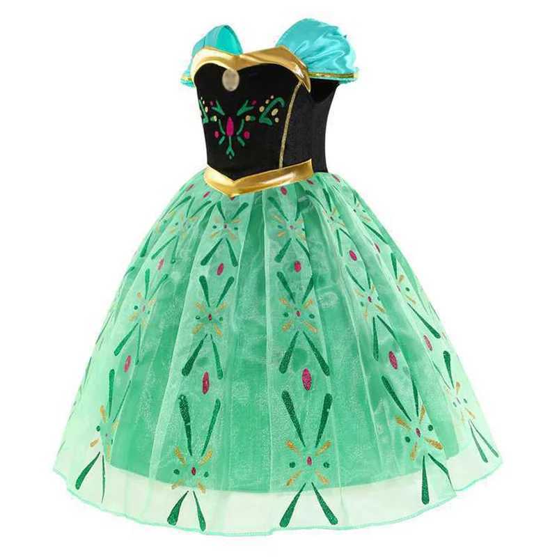 Disney Disney Frozen Dress Girl Green Fancy Birthday Party Dress Childrens Role Play Anna Princess Dress Carnival Party Childrens DressXJ250411