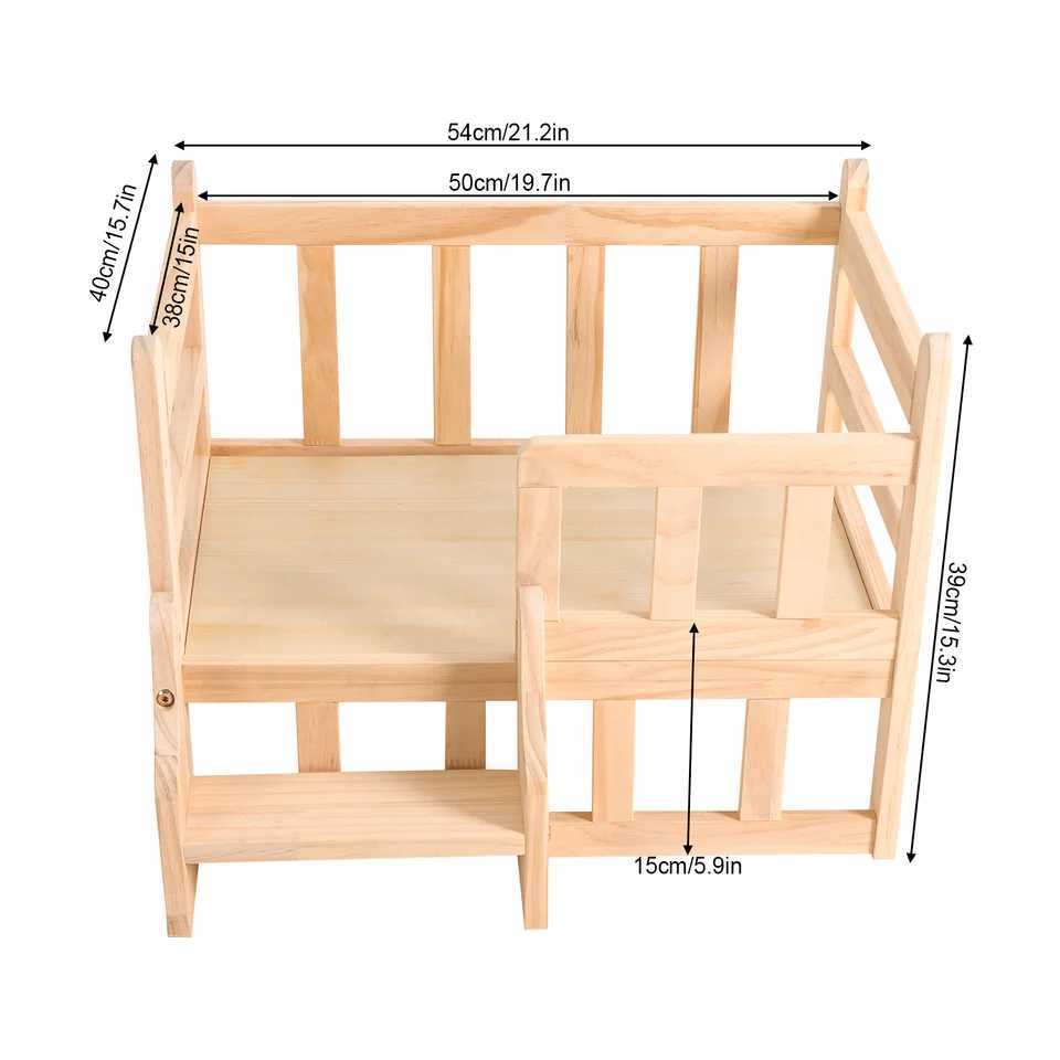 Solid wood pet bed wooden dog bed frame dog house furniture cat and dog bed bracket small teddy bear rectangular shape for male pets X250412