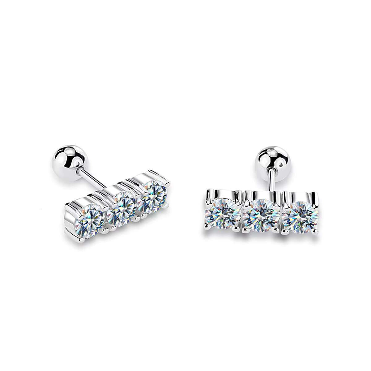 Most Popular 925 Sterling Silver Round Cut Line Three Drill Twist Bead Stud Earrings Fine Jewelry for Women Perfect Gift