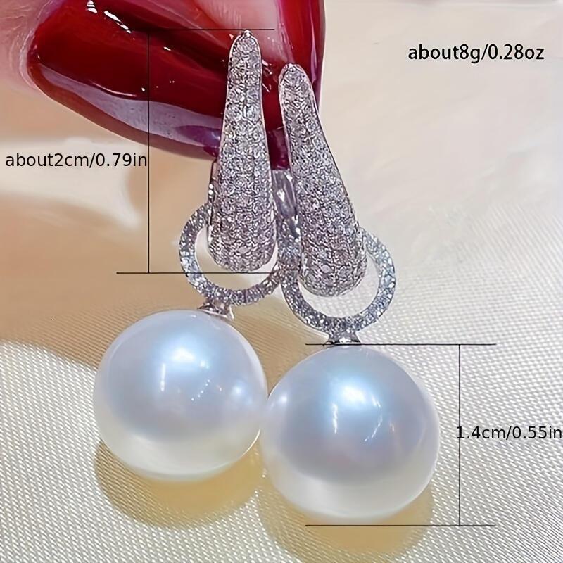 Elegant Pearl Drop Earrings with Dia Accents