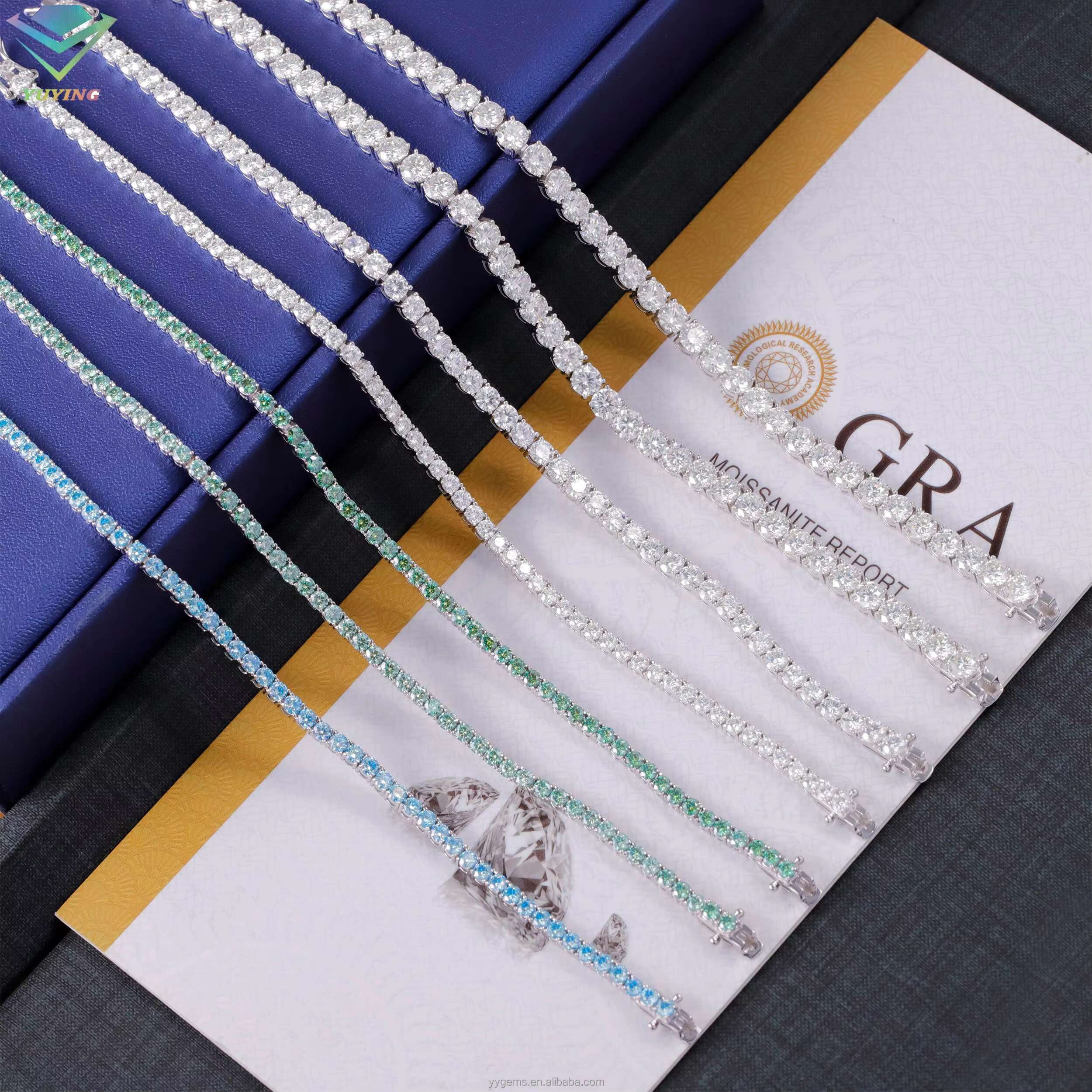 Hiphop Jewelry 925 Silver 18K Gold Plated Pass the Diamond Tester D/VVS Moissanite Tennis Chain for Factory Price