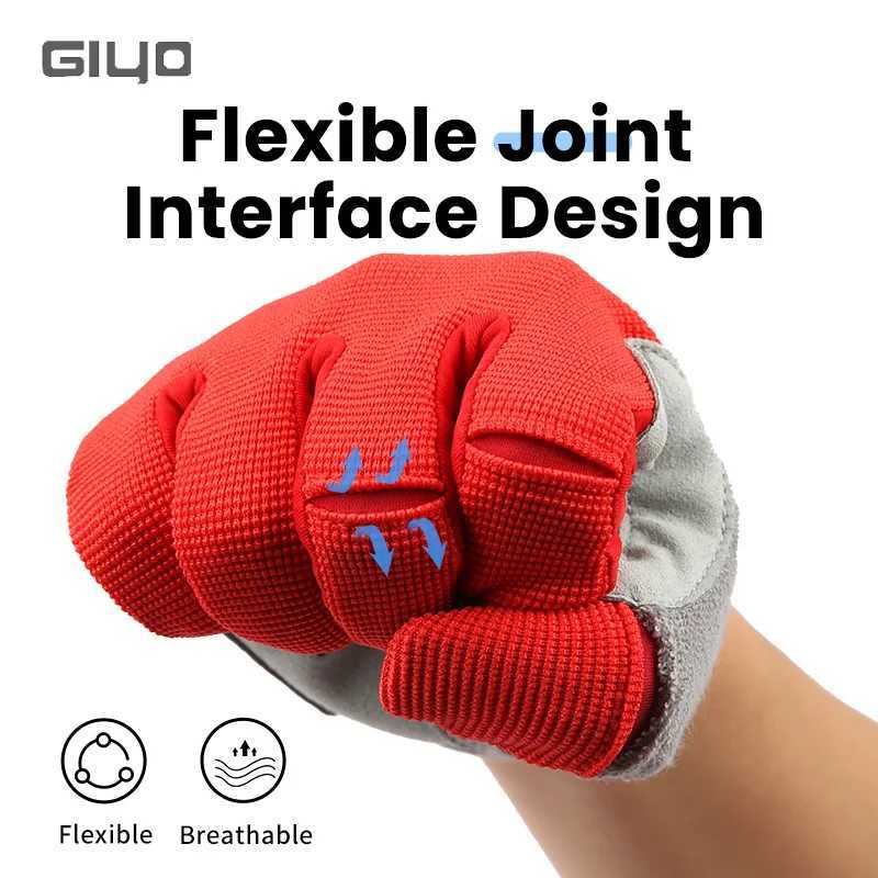 GIYO Wear-resistant Cycling Gloves Touch-Screen Lycra Breathable Anti-Slip Full Finger Gloves Sport Mittens Tactical Bike GlovesC250412