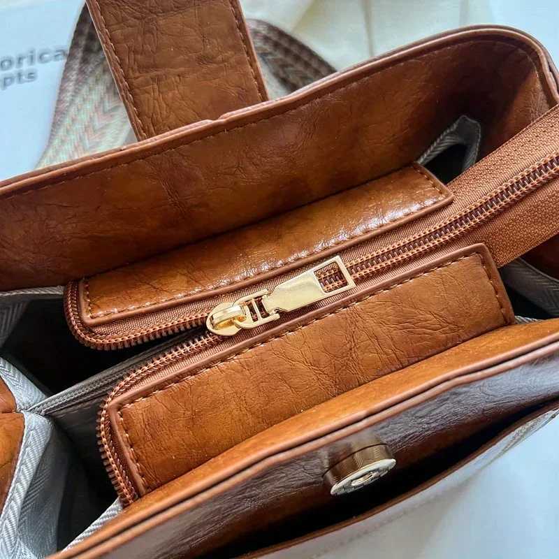 Retro Simple PU Leather Bucket Cross Body Bag for Women Luxury Designer Handbag for Women Black Shoulder Bag for WomenXJ250412