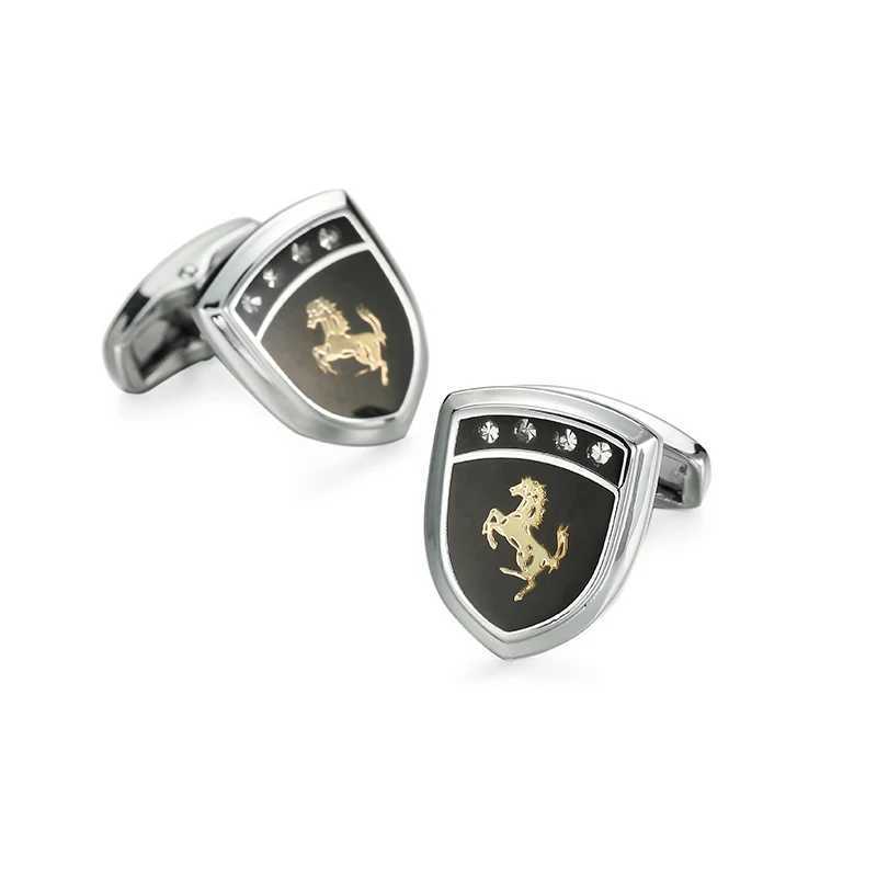 Wholesale of mens French shirt cufflinks copper shield horse cufflinks and fashion brand clothing accessoriesT250412