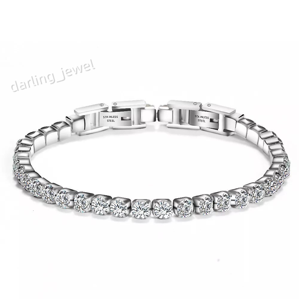 SDA 3 mm Tennis Zircone Bracelet Stainless Steel Black Moissanite Chain Jewelry Set