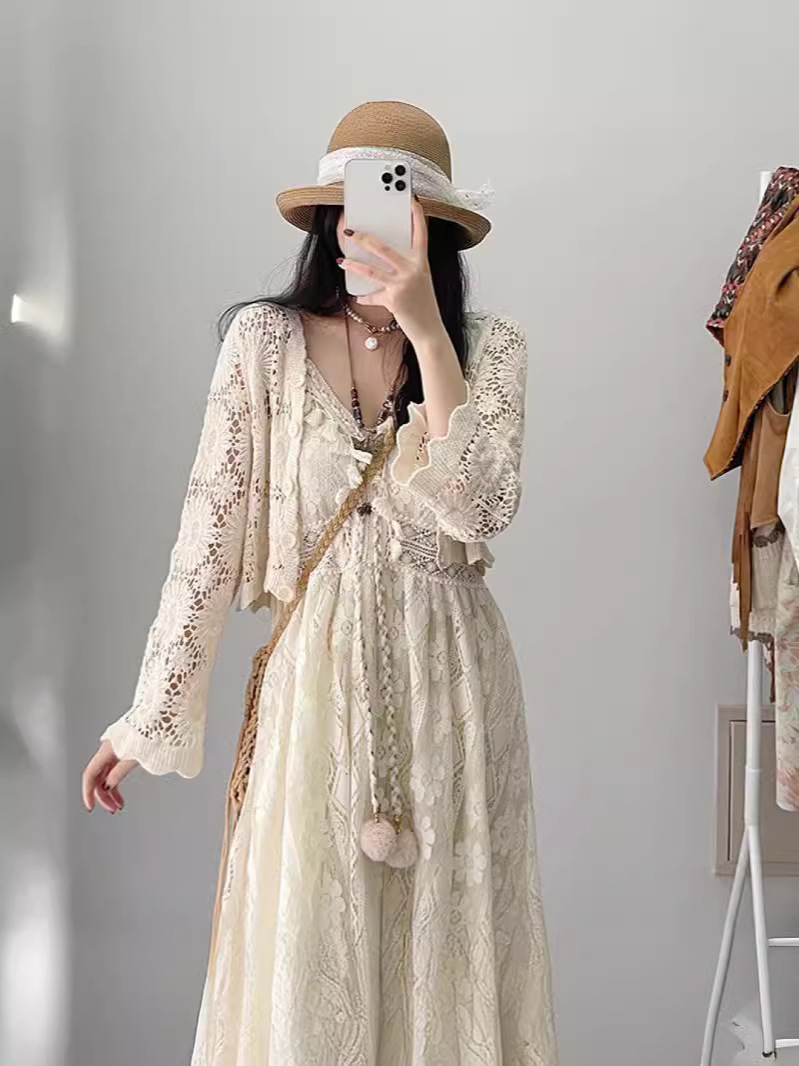 K204 style lace dress manufacturers spot wholesale apricot suspender dress