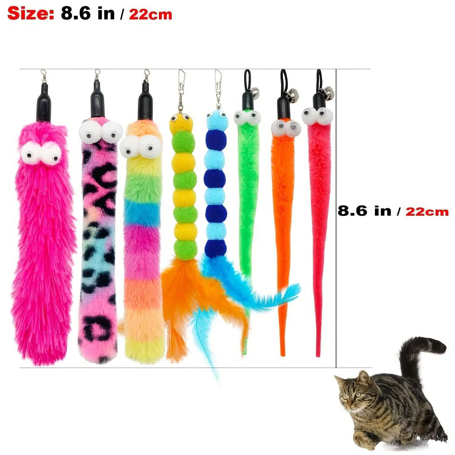 9 cat stick toys cat feather toys interactive cat toys worms for indoor cats Y250412