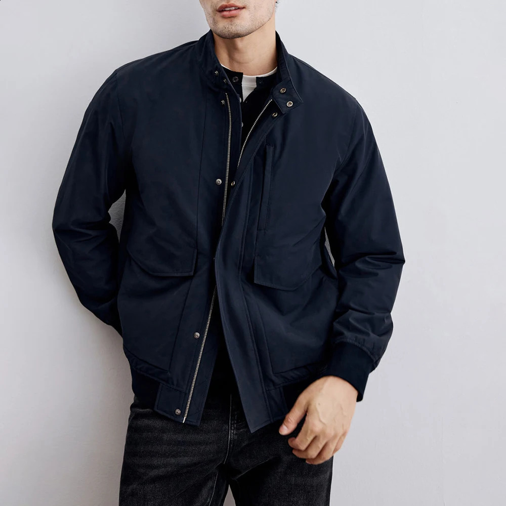 Mens jacket with flap pockets and ribbed bottom swing autumn business and leisure elite Communicating Versatile Outfit mens clothing 250411