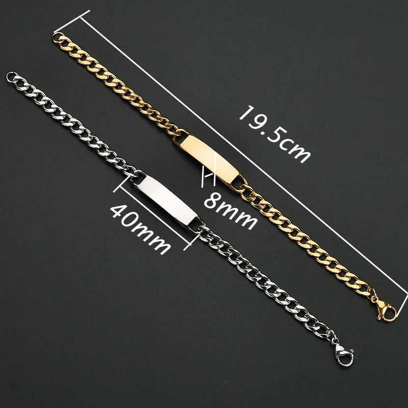 Nextvance Custom Name Bar Bracelets Engraved Date Letters For Men Stainless Steel Personalized Thick Chain Bracelet Jewelry GiftC250411