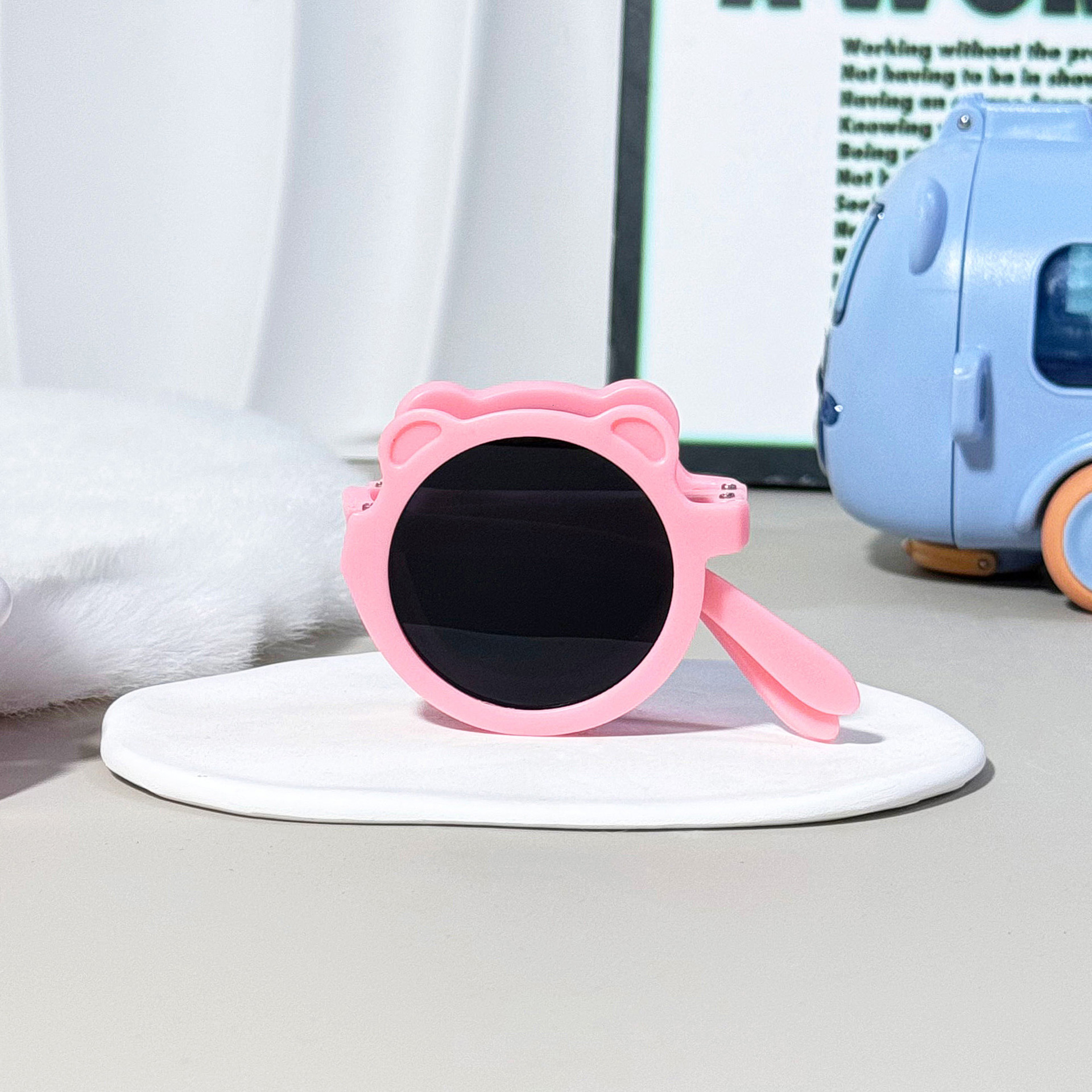New Baby Fashion Street UV Protection Year Old Photography Cute Cartoon Bear Children's Folding Sunglasses
