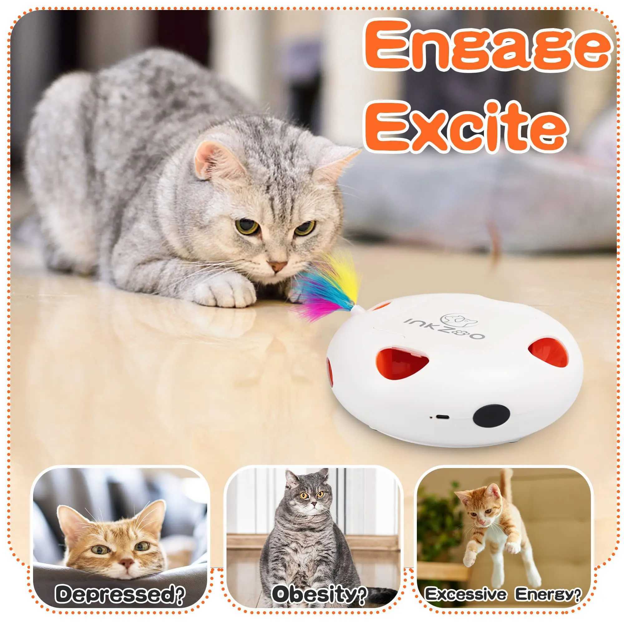 INKZOO Cat Toys Interactive Cat Toys for Indoor Cats Smart Interactive Kitten Toy Automatic 7 Holes Mice Whack-A-Mole Y2504125