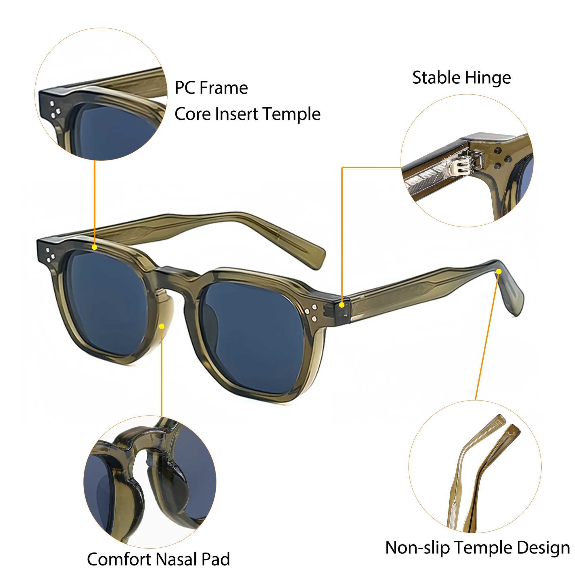 CATERSIDE New Retro Punk Men Sunglasses Square Personalized Design Glasses Womens Fashion Party Glasses Festival Gift 2 Pieces Z250411