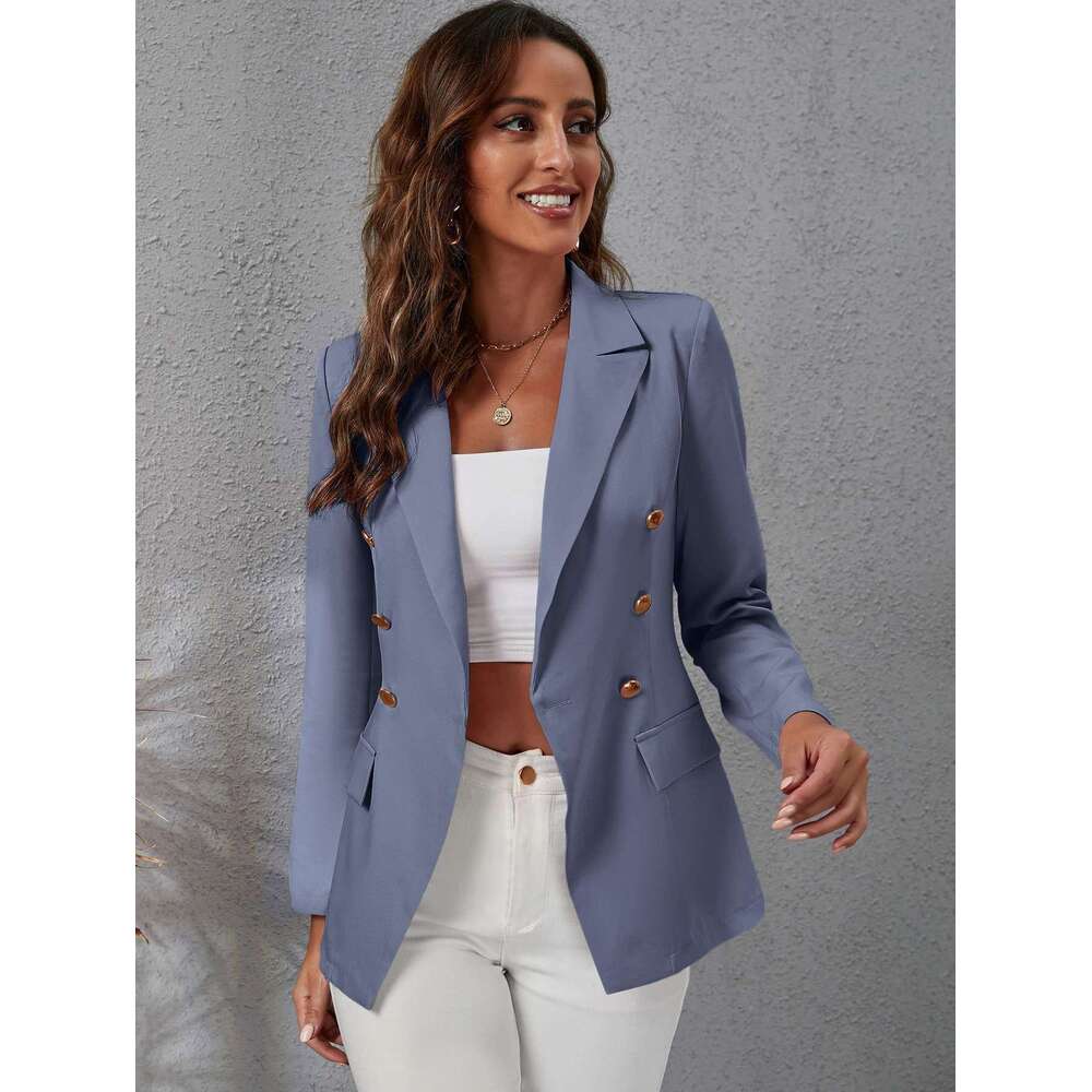 2025 In Stock Cross-Border European And American Amazon Wish Spring Summer Women's Slim Fit Long Sleeve Blazer Versatile 1620 Ba32 726c 283d