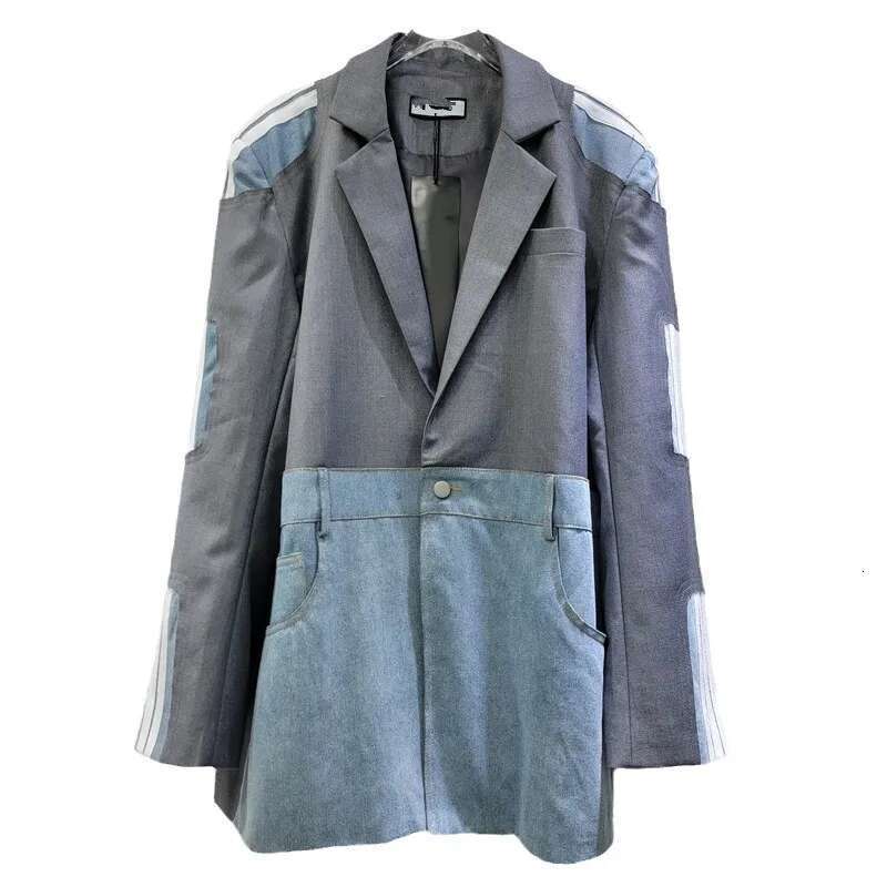YEAE Denim Foreign Style Jacket Women's Spring 2025 New Personalized Trendy Brand Splicing Bar Suit