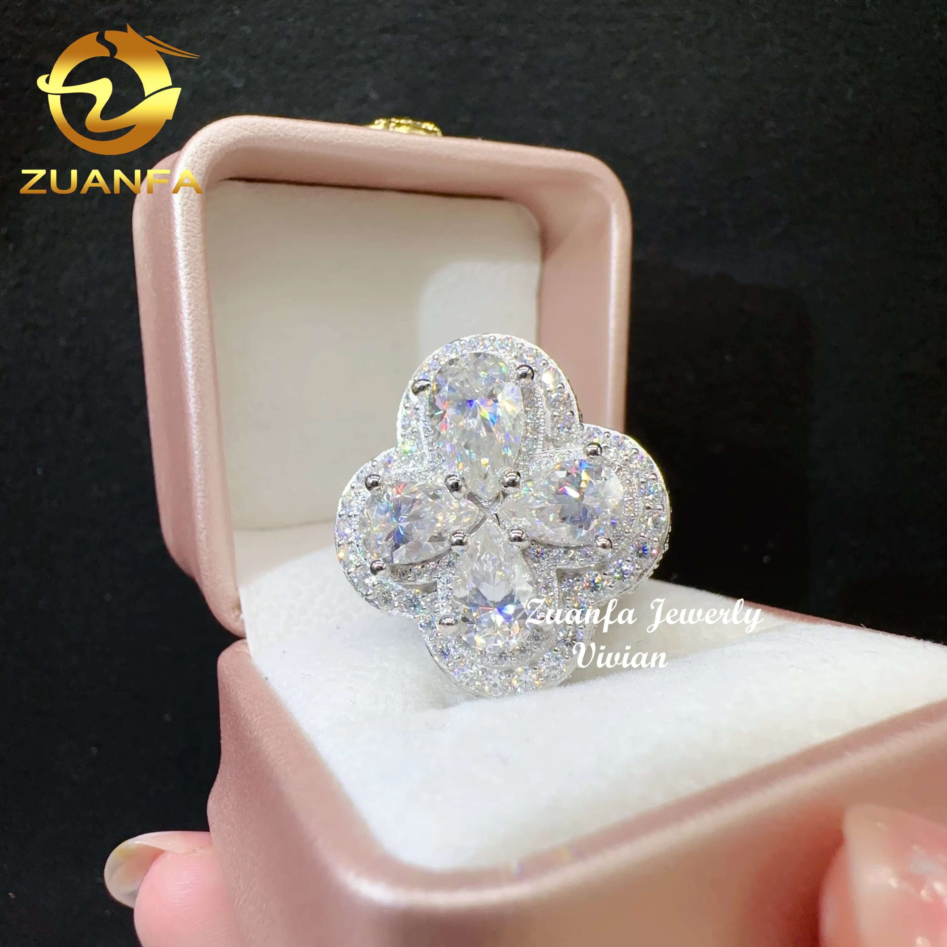 Hip Hop Jewelry Custom Ring Sterling Silver 925 Vvs Moissanite Iced Out Hip Hop Jewelry Fancy Shape Men Diamond Rings