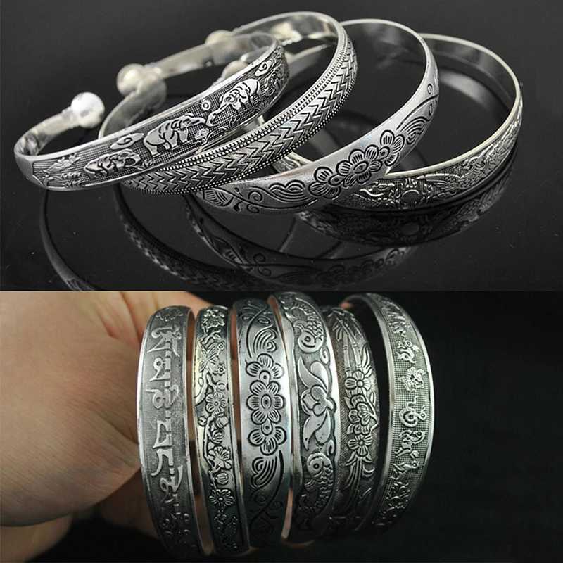 9styles Vintage Silver Bangles Bracelet Antique Tibetan Silver Bracelets For Women Tibetan Silver JewelryC250411