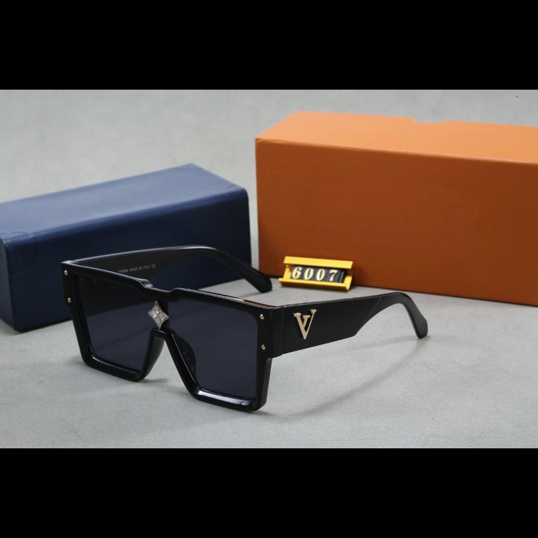 designer luxury louis vouitton lv sunglasses glasses for men women New Trendy Large Frame Onepiece for Men and Women Diamondstudded Lujia Square C52