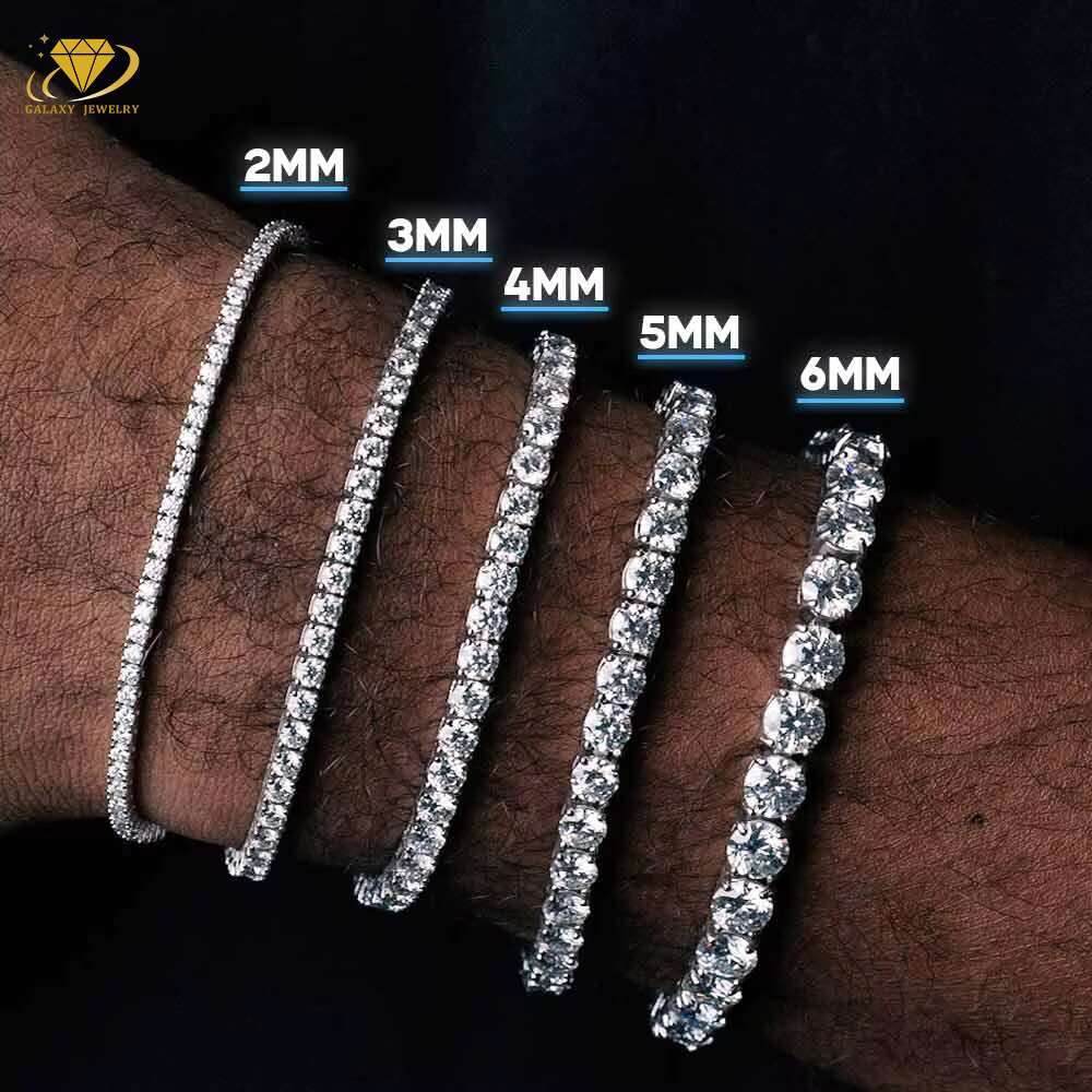 Cheapest Price RTS Vvs Moissanite Bracelet 925 Sterling Silver 2mm 3mm 4mm 5mm 6.5mm Moissanite Tennis Bracelet Chain