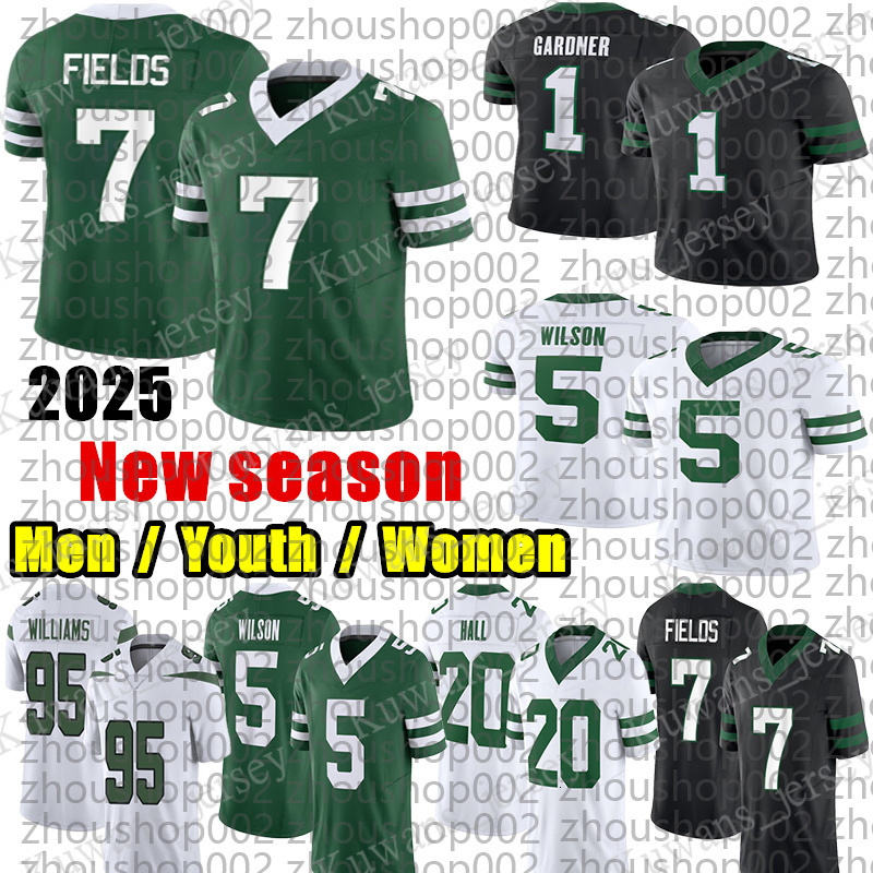 7 Justin Fields Football Jersey 1 Sauce Gardner Garrett Wilson Quinnen Williams Breece Hall Joe Namath Mark Gastineau Travis Olumuyiwa Fashanu Armand Membou jersey