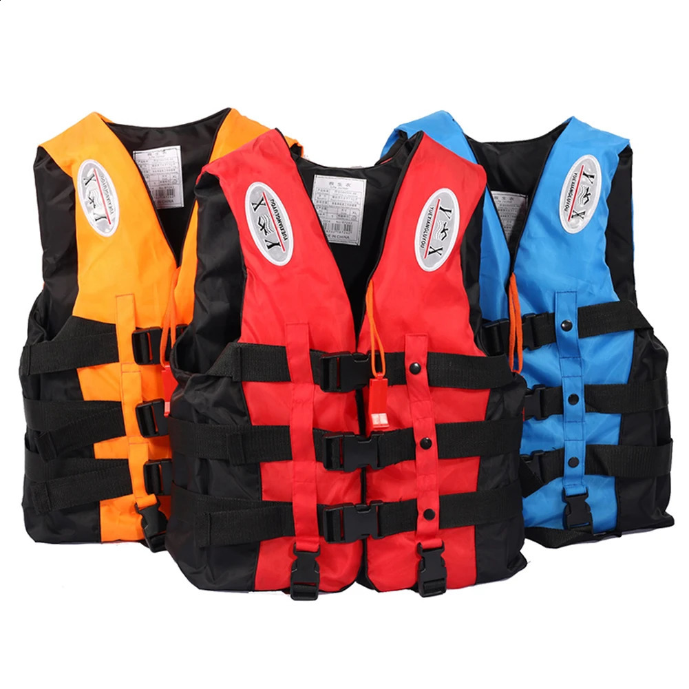 Outdoor Adult Swimming Life Jacket Adjustable Buoyancy Survival Suit Polyester Drifting Safety Life Vest With Reflective Stripe 250411