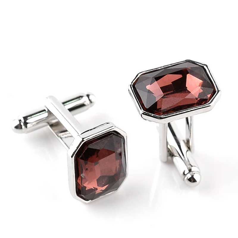Real stone cufflinks pink blue purple green orange crystal cufflinks mens business cufflinks mens shirt cufflinksT250412