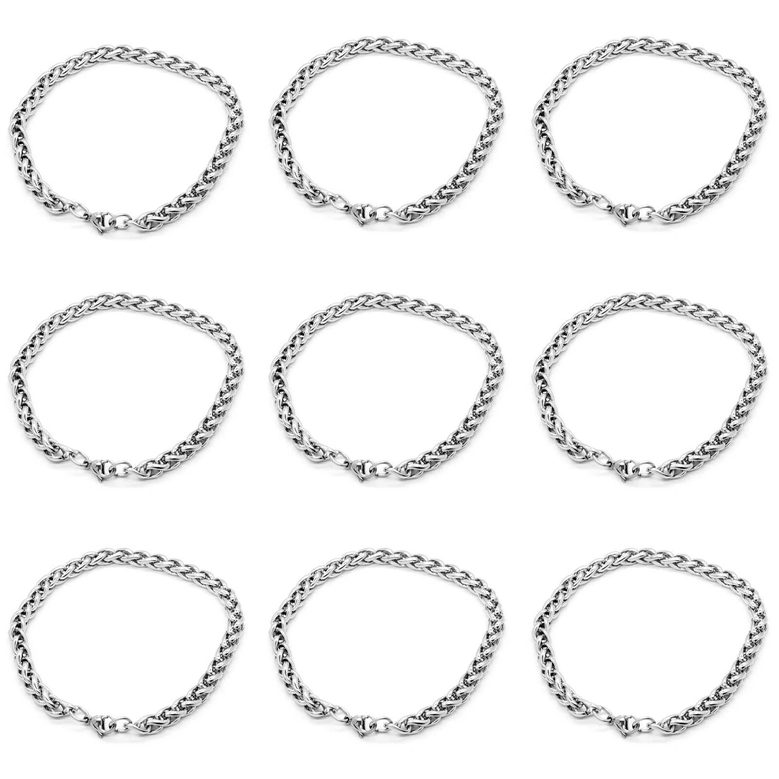 1PC 19-25cm Stainless Steel Bracelets Curb Cuban Silver Color Classic For Men Dragon Link Chain Bracelets Anklet Fashion JewelryC250411